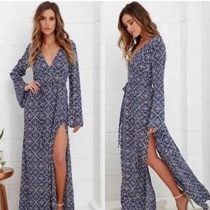 Lulu's Blue Floral Maxi Dress